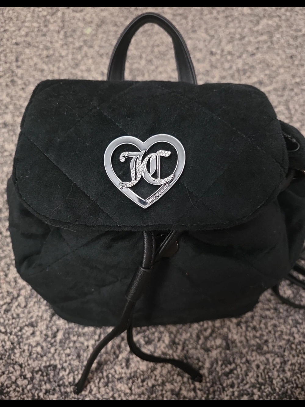 Juicy Couture Black Quilted Mini Bag with Silver Heart Logo